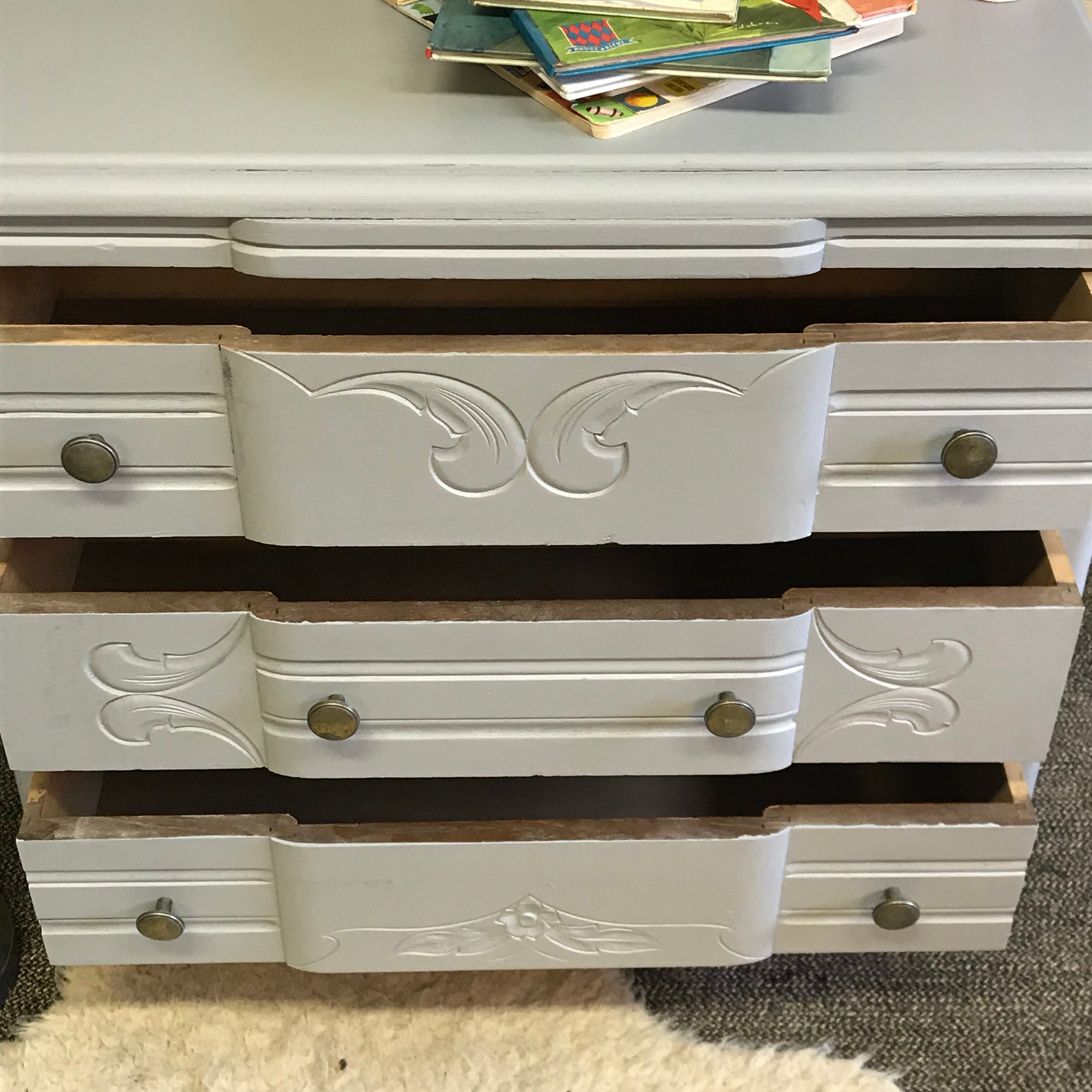 Chest of drawers wooden gray zinc 30 years
