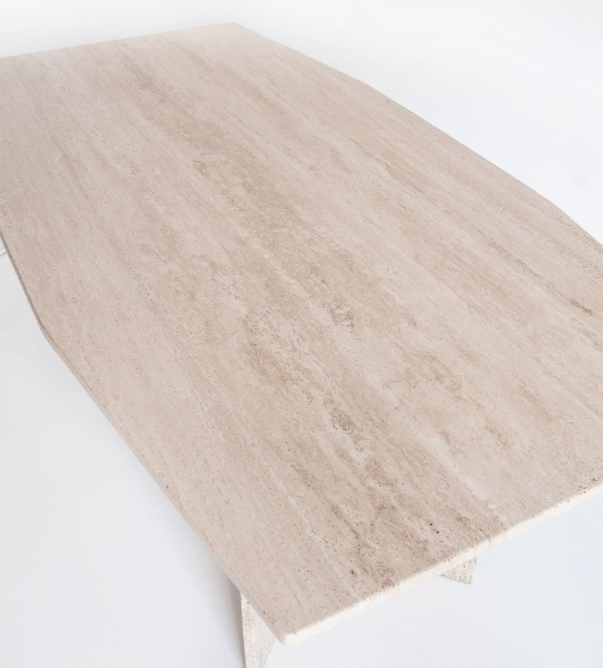 Table à manger en marbre travertin, Italie, années 90
