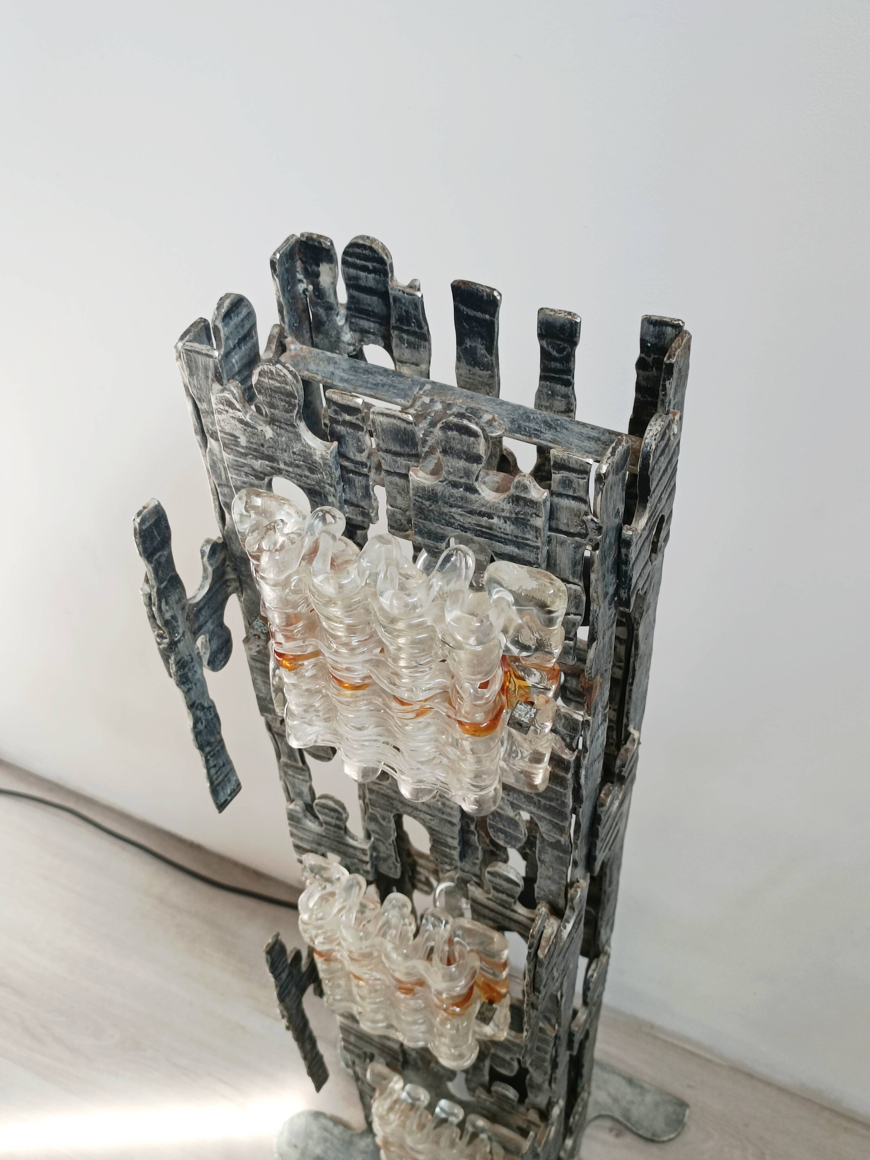 Brutalist sculptural floor lamp by Albano Poli for Poliarte 1970s