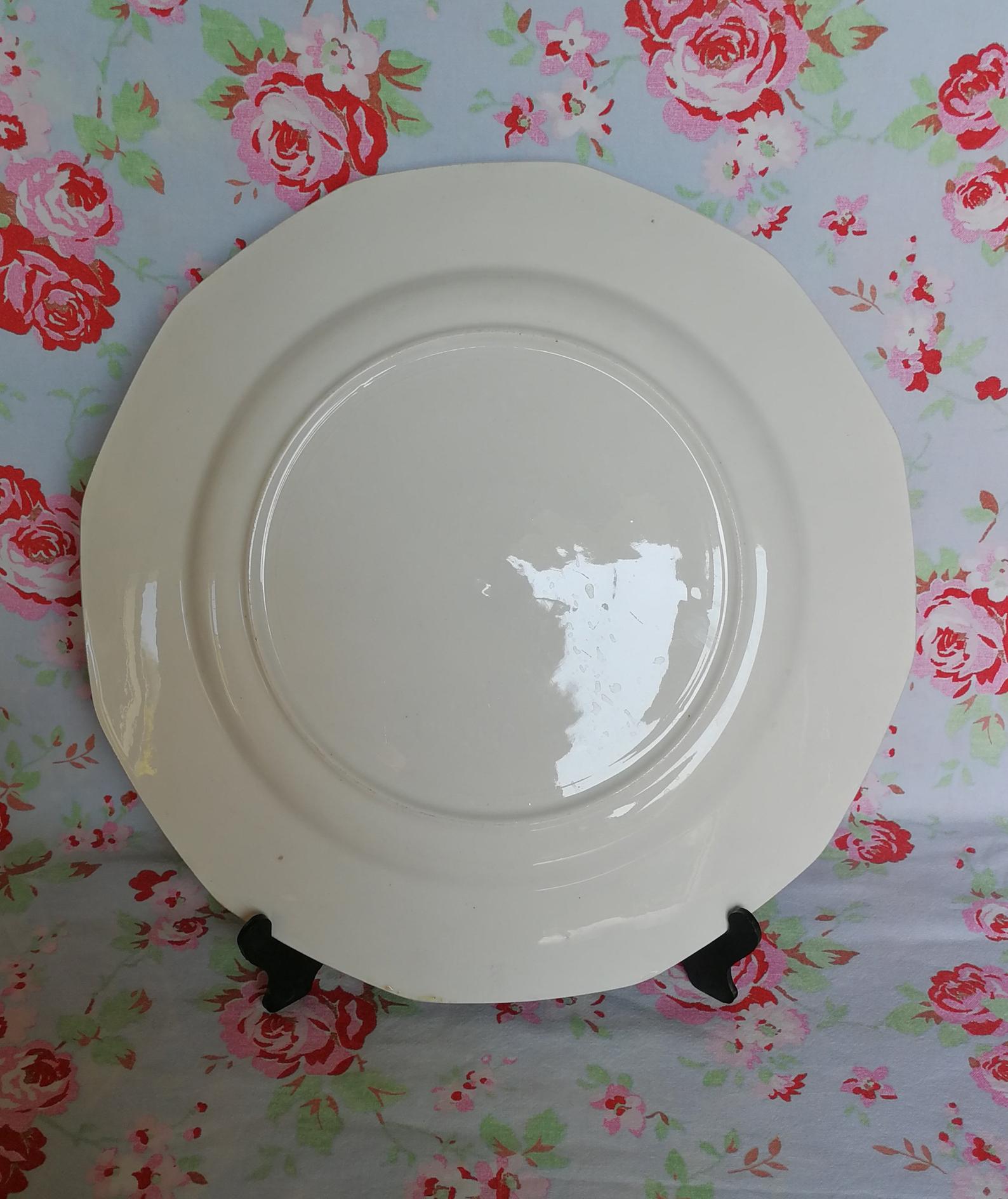 Old octogonal silver flower rose service dish