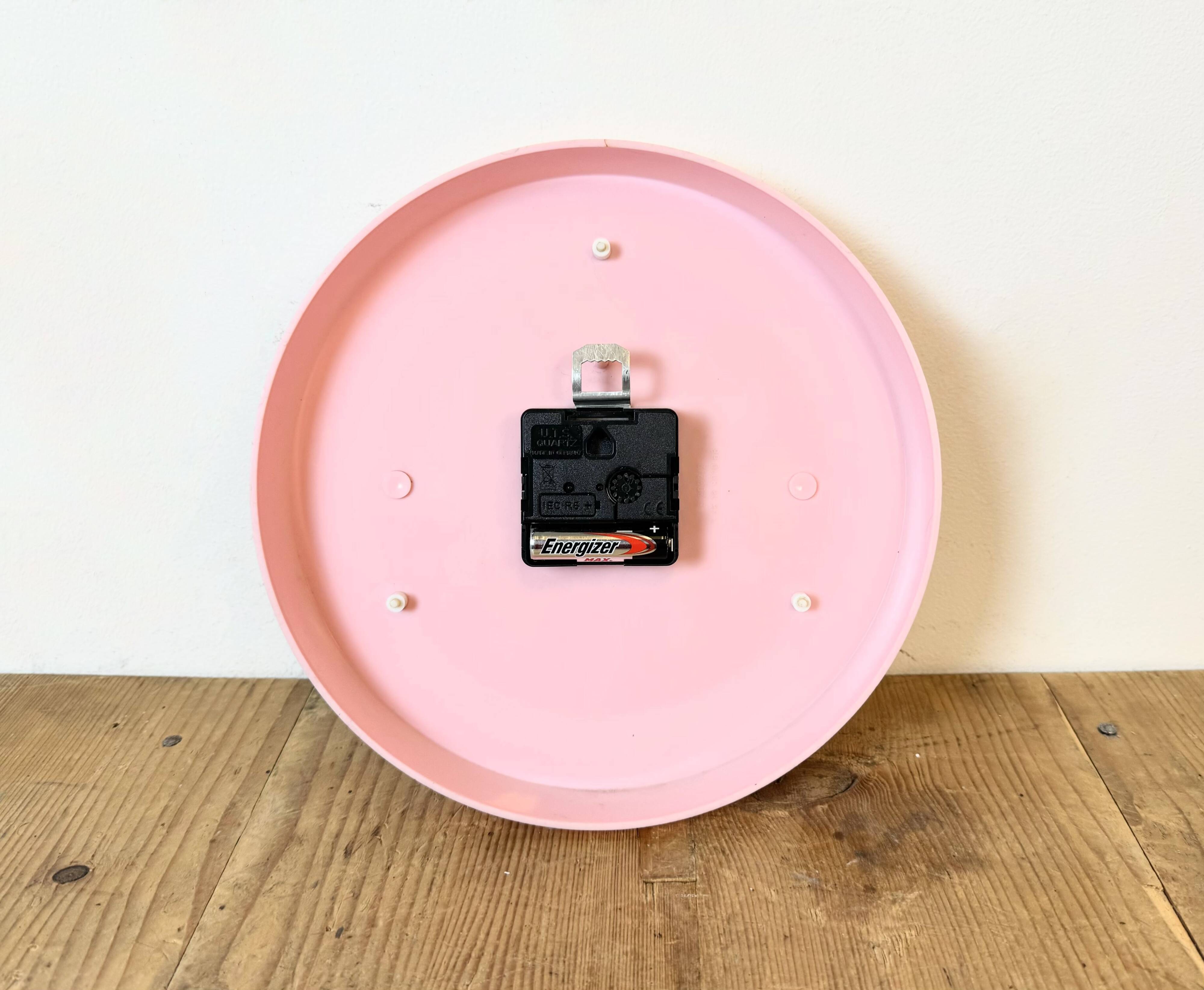 Vintage Pink East German Bakelite Wall Clock from Weimar, 1980s