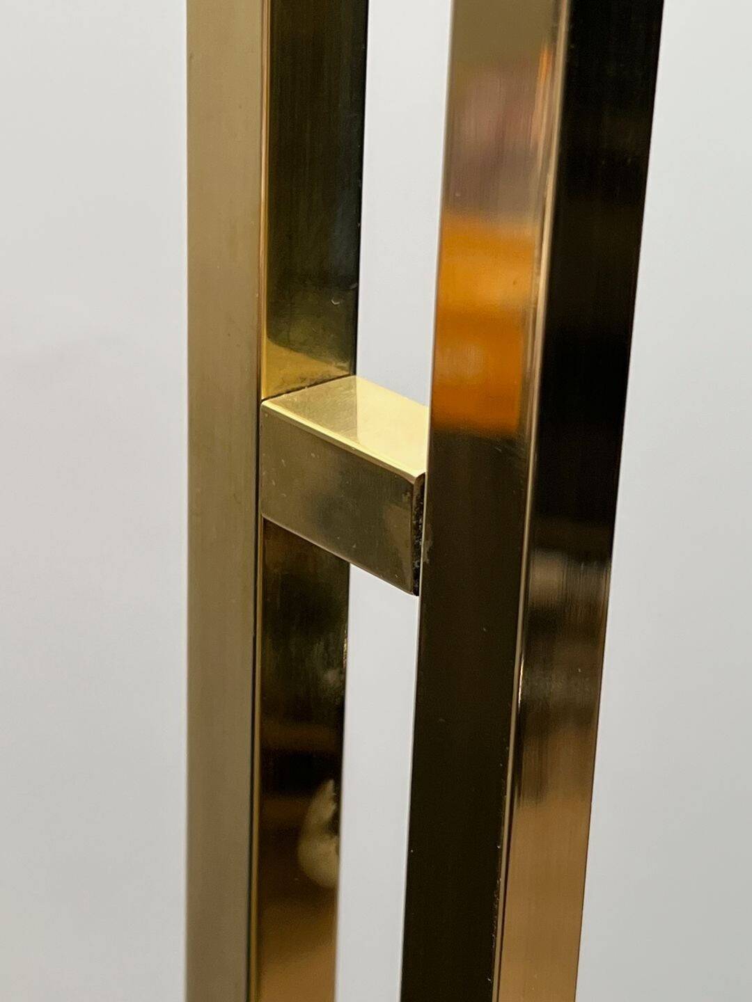 Brass Floor Lamp with Adjustable Reflector on a Timber Base