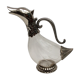 Carafe -duck in silver metal and glass signed