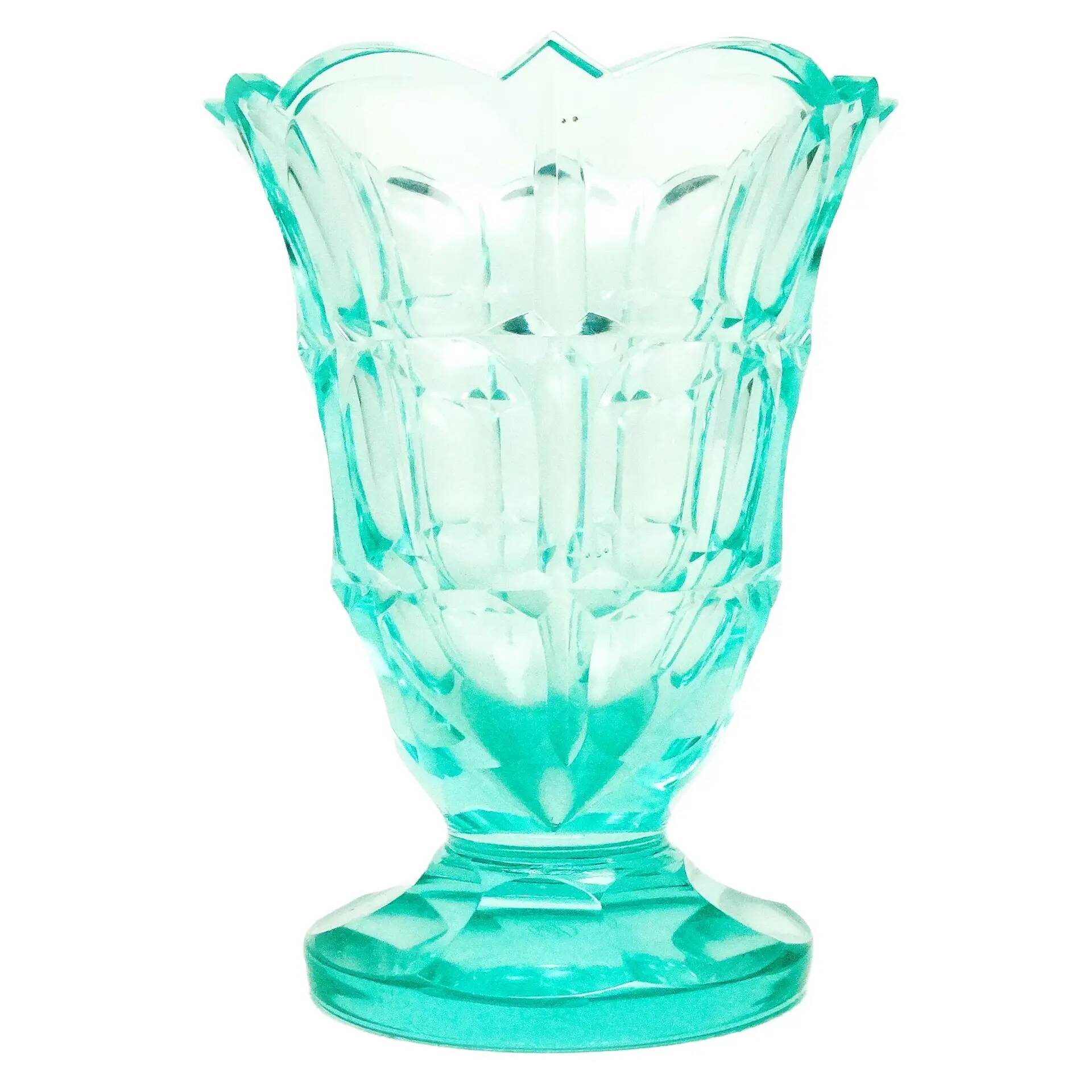Art Deco vase, uranium crystal, Moser, Czechoslovakia, 1930s