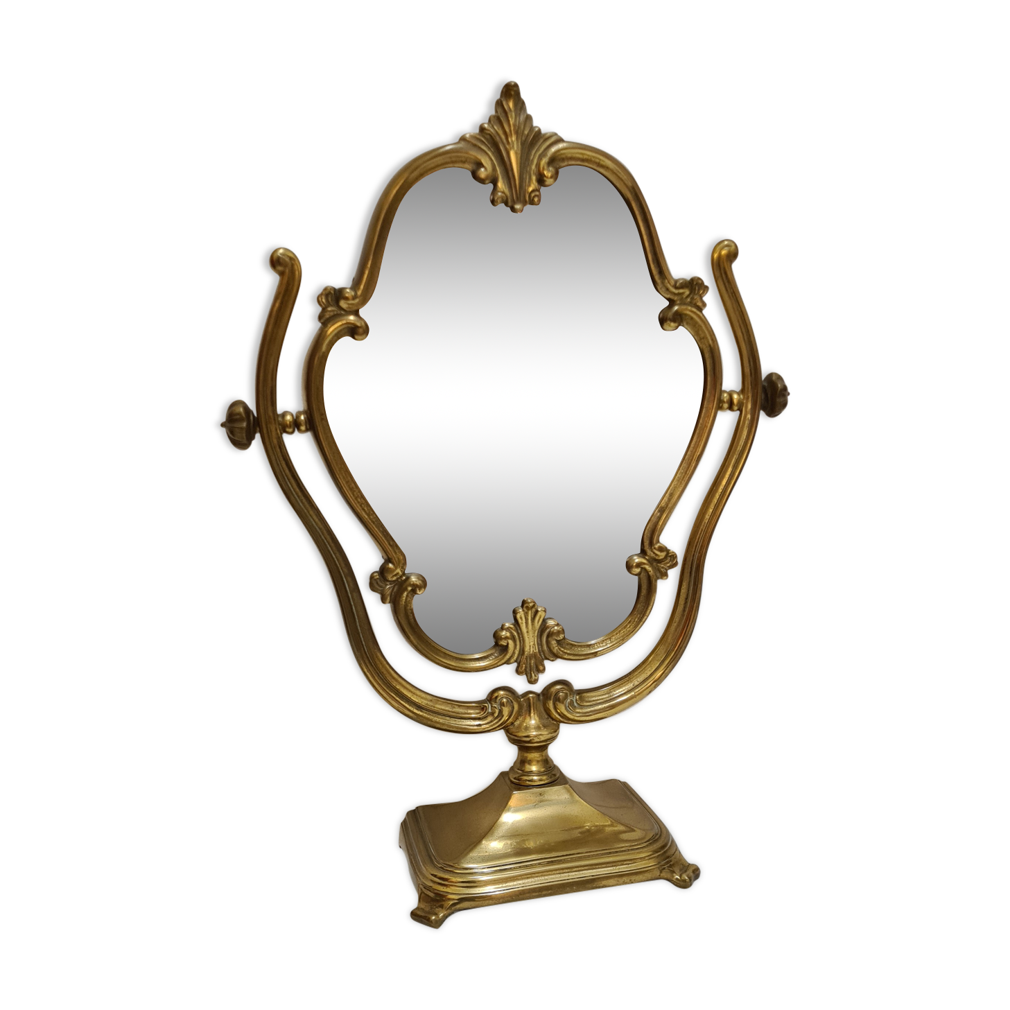 Golden mirror on swivel stand 36x50cm