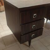 Coffered desk circa 1970 in 4-sided Rio rosewood