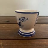 Set of 4 antique delft egg cups, white ceramic with blue vinta decor