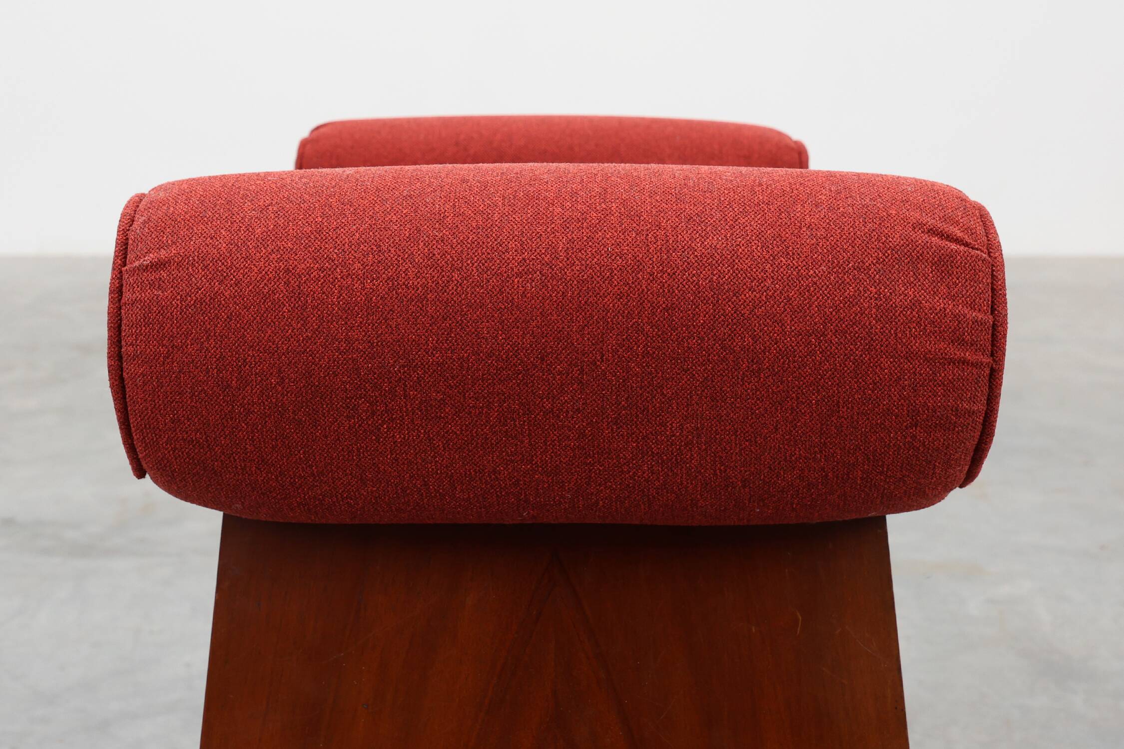 Art Deco Red Reupholstered Stool, Belgium ca. 1920