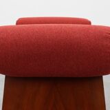 Art Deco Red Reupholstered Stool, Belgium ca. 1920