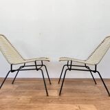 Paire de chaises d'appoint Spaghetti, design des années 1970 - Tchécoslovaquie