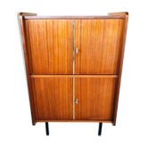 Storage cabinet with double compartment, metal feet circa 60's