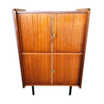 Storage cabinet with double compartment, metal feet circa 60's