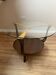 Table basse italienne en bois rond et verre, années 1950