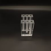 Duo Vase Bloc Résine Lucite Triple Cheminée Plexiglas Design Postmoderne