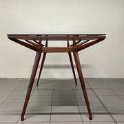 1950s Italian Wooden Table with Double Glass Top