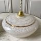 Pair of suspensions in white Clichy glass and golden edging 40s-50s