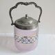 Antique glass bonbonnière in frosted violet with metal mount – Art Nouveau style