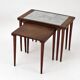 Rosewood nesting tables with ceramic tiles, Denmark, 1960s, set of 3