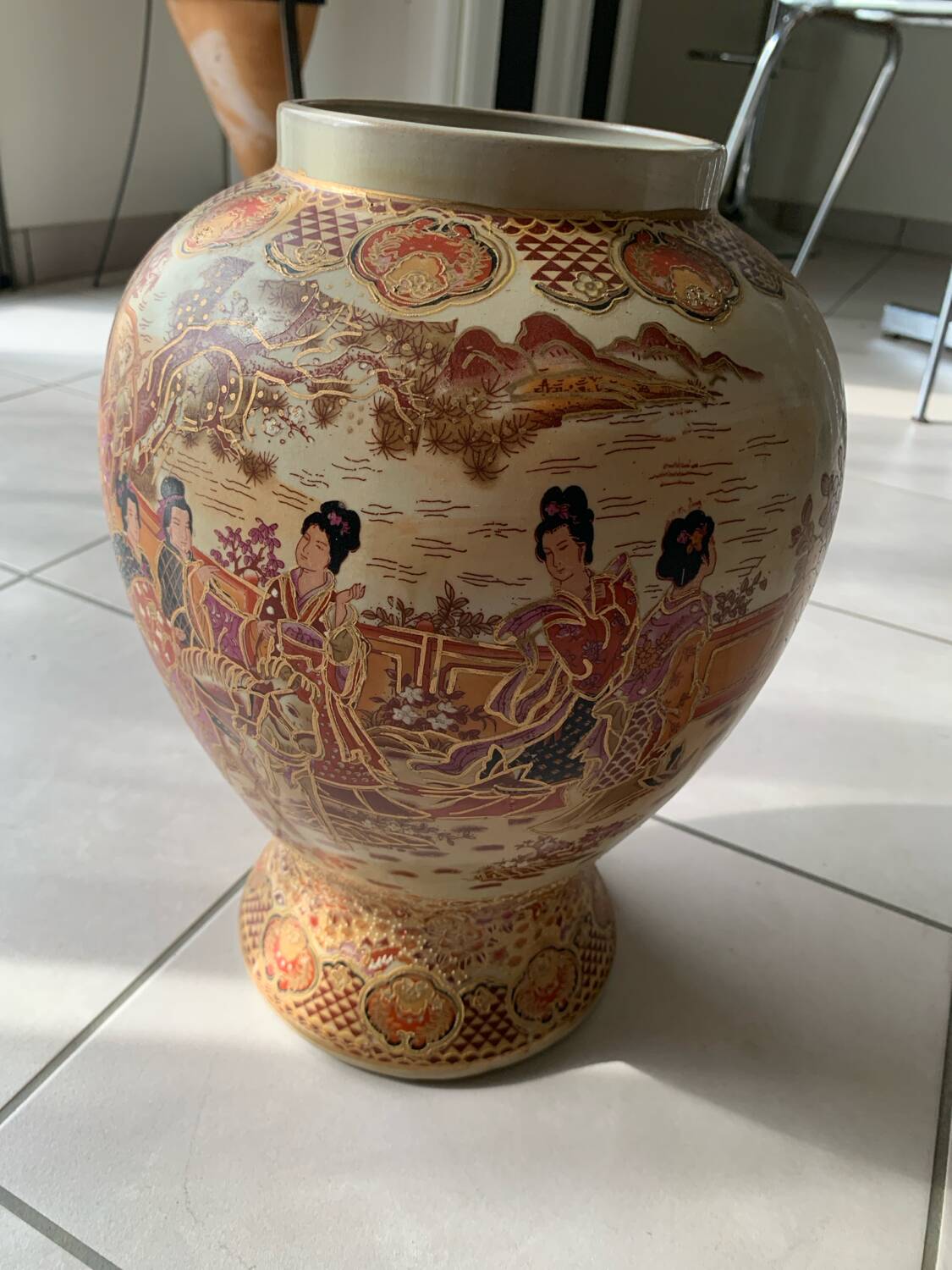 Large numbered Asian vase