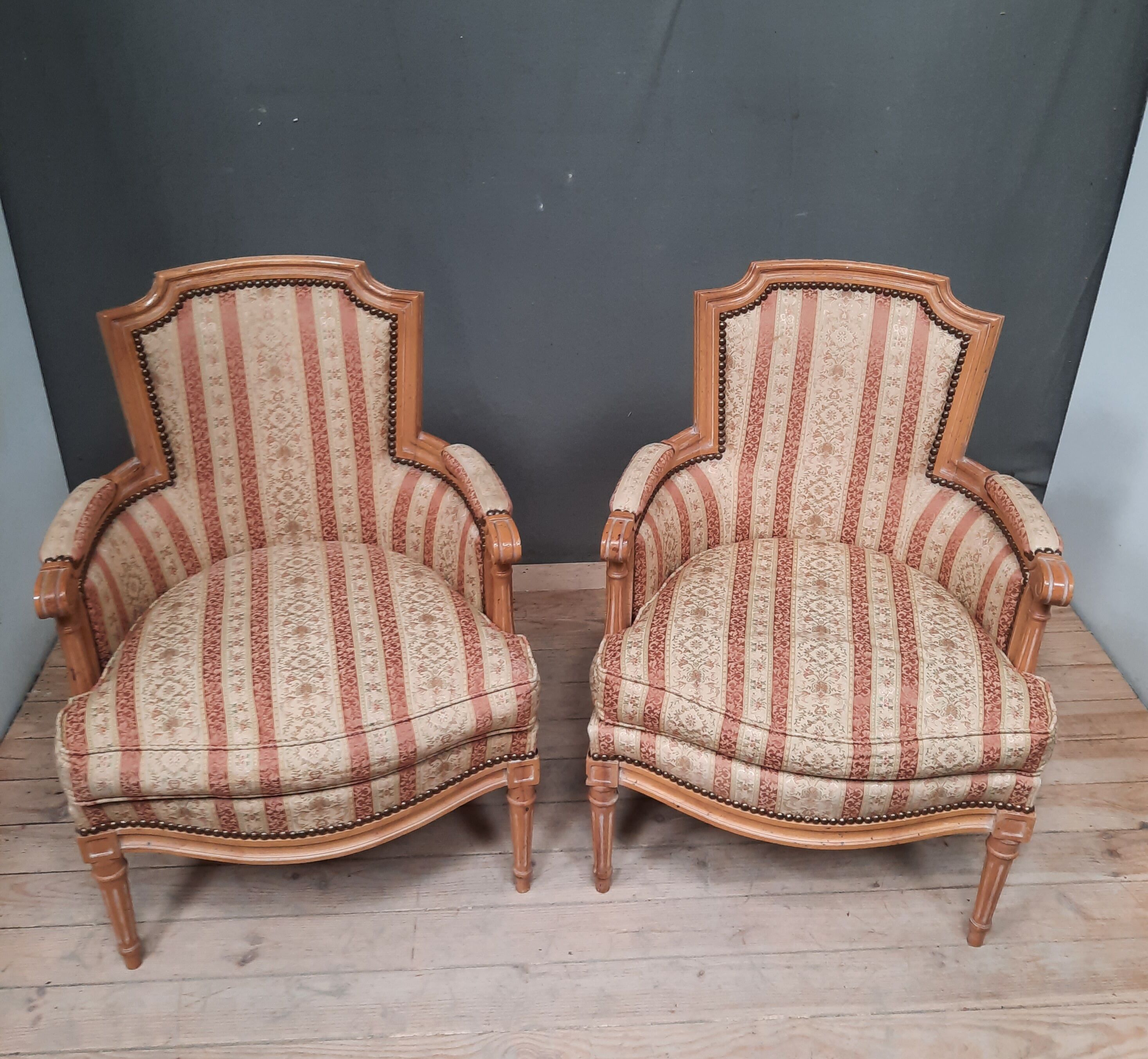 Pair of Louis XVI style armchairs