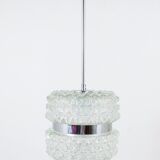 Faceted glass suspension light in chrome style by Karl Fagerlund from the 1960s.