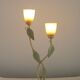 Vintage Italian Double Light Table Lamp Green Leaves Glass Shades