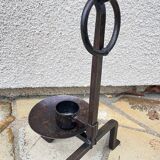 Vintage brutalist steel candle holder