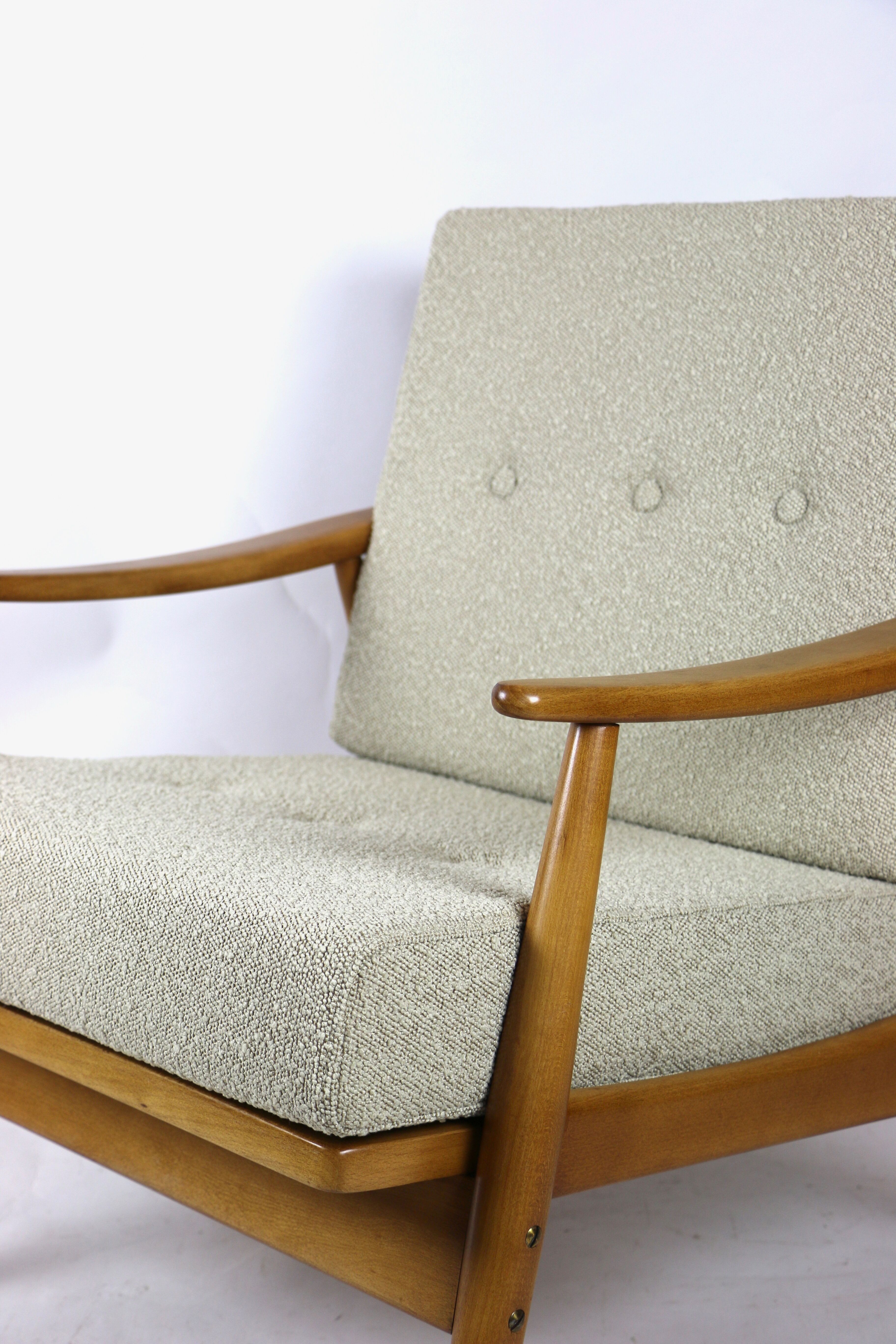 Beige boucle german bund armchair, 1970s