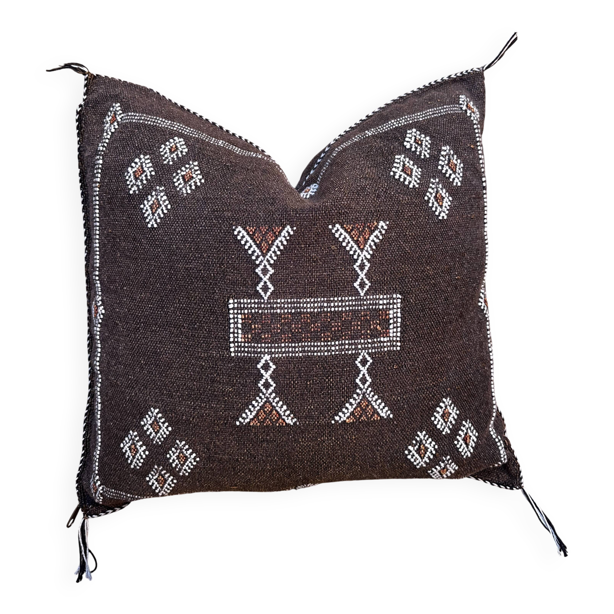 Handwoven cactus silk cushion cover: Berber bohemian cushion
