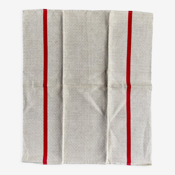 Tea towel in beige and red embroidered