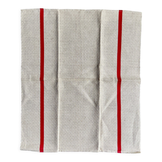 Tea towel in beige and red embroidered