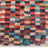 5x6 Multicolor Checkered Pattern Turkish Vintage Rug, 151x172Cm