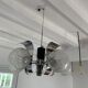 Suspension vintage 5 feux, verre et chrome
