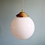 Art Deco pendant light in white opaline, 1920s-30s
