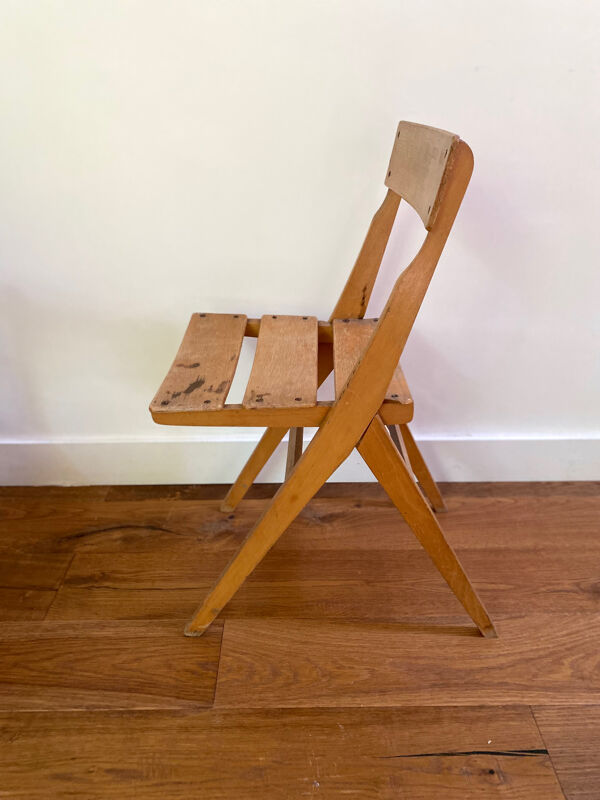 Chaise scandinave vintage en bois pour enfant