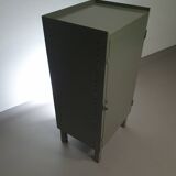 Gray metal locker. Industrial small sideboard.