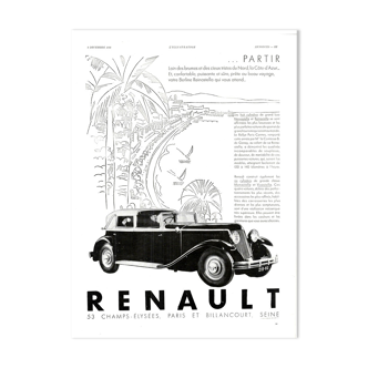 Affiche vintage années 30 Renault Automobiles