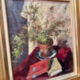 20th century still life painting with books