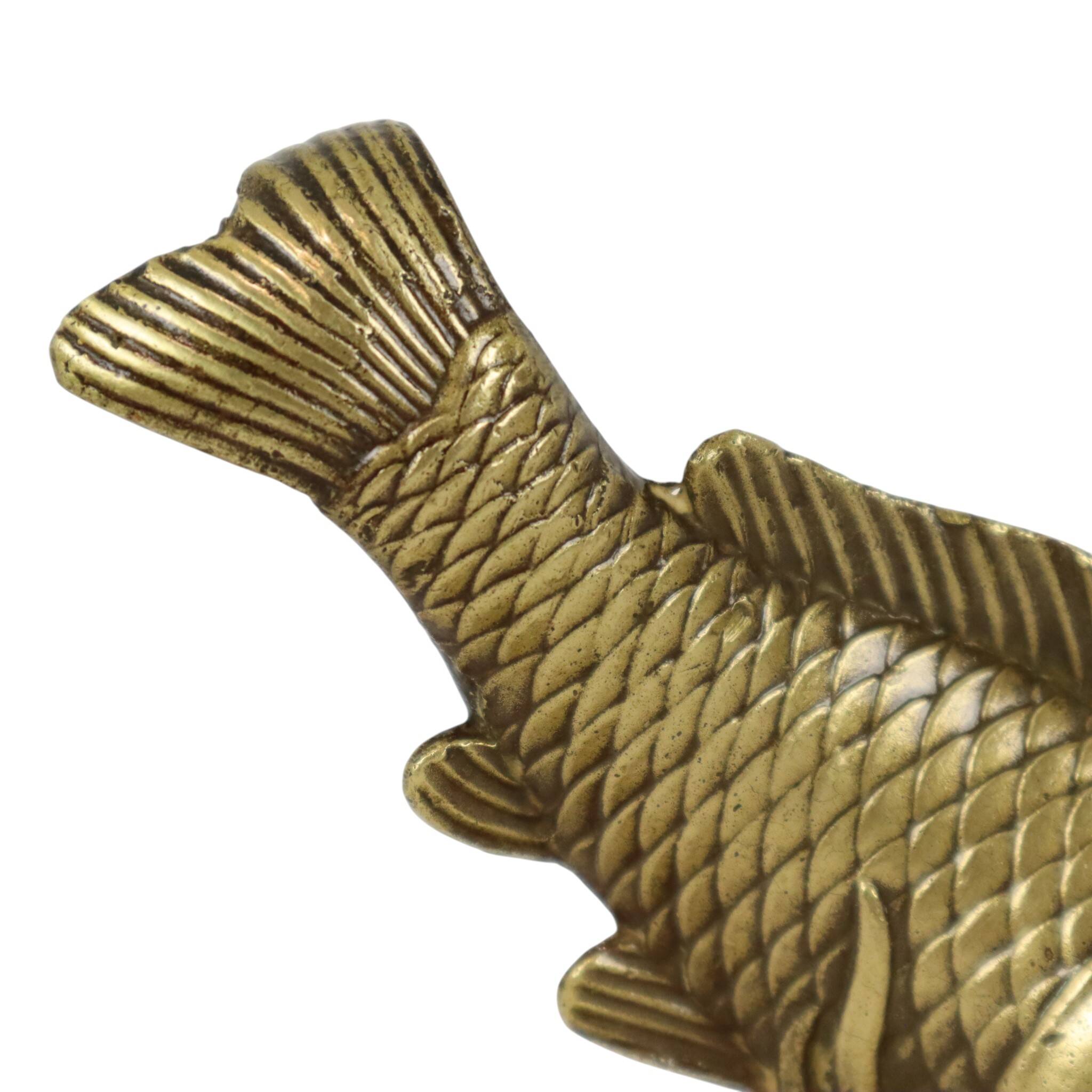 Vintage Heavy Solid Bronze Koi Carp Statue