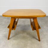 Table d'appoint pied compas années 50 porte livre en bois