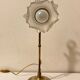 Brass table lamp with a glass shade