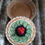 Antique pie dish in slipware