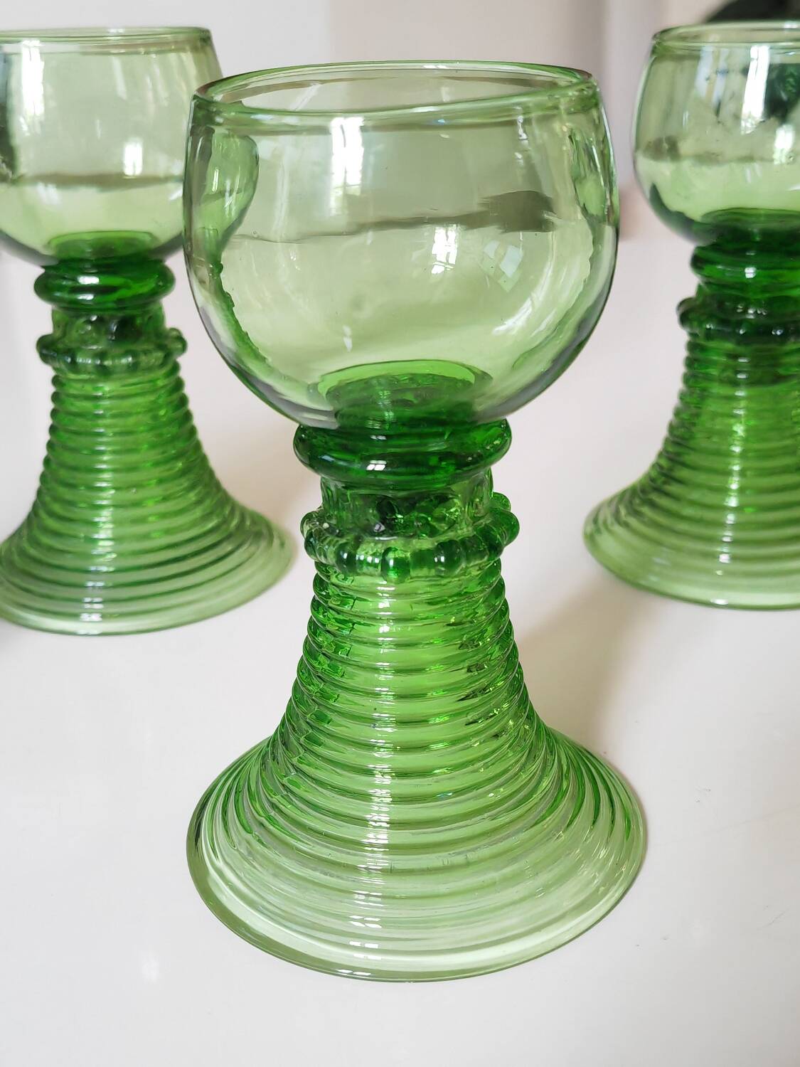 4 Roemer crystal glasses, 19th century