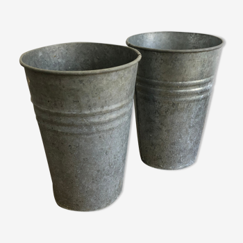 Pair of zinc pots, florist vases