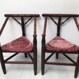 Pair of antique English triangular armchairs 1900s