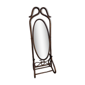 Rattan psyche mirror