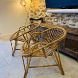 Pair of rattan basket armchairs