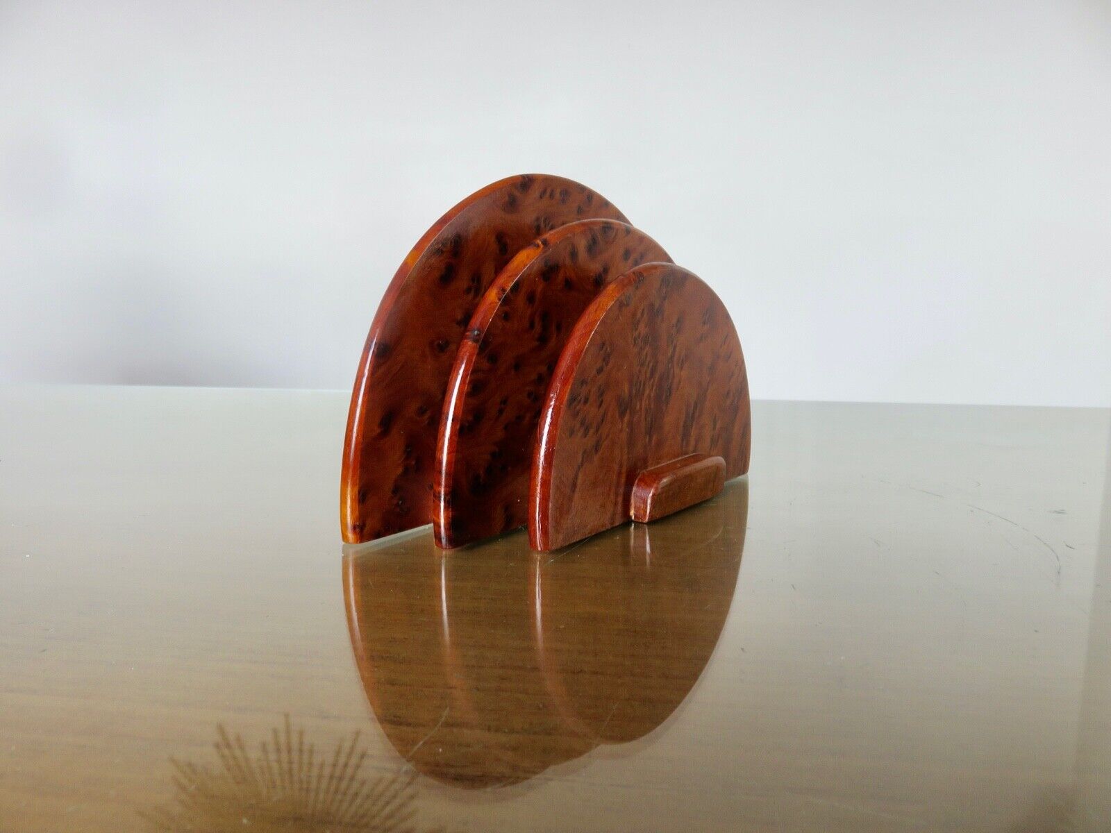 Art deco letter holder in elm burl 1930