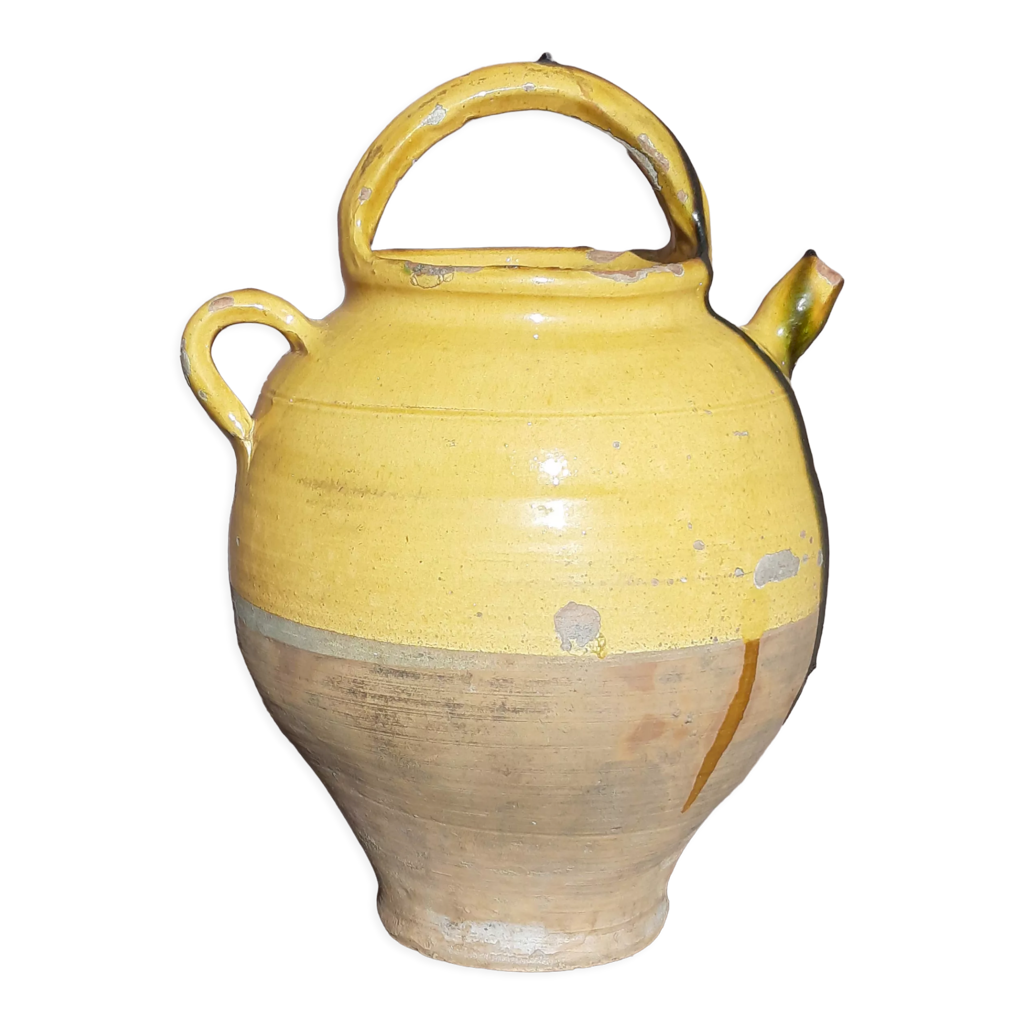 ANCIENNE CRUCHE À eau, gargoulette, terre cuite vernissée sud ouest 27