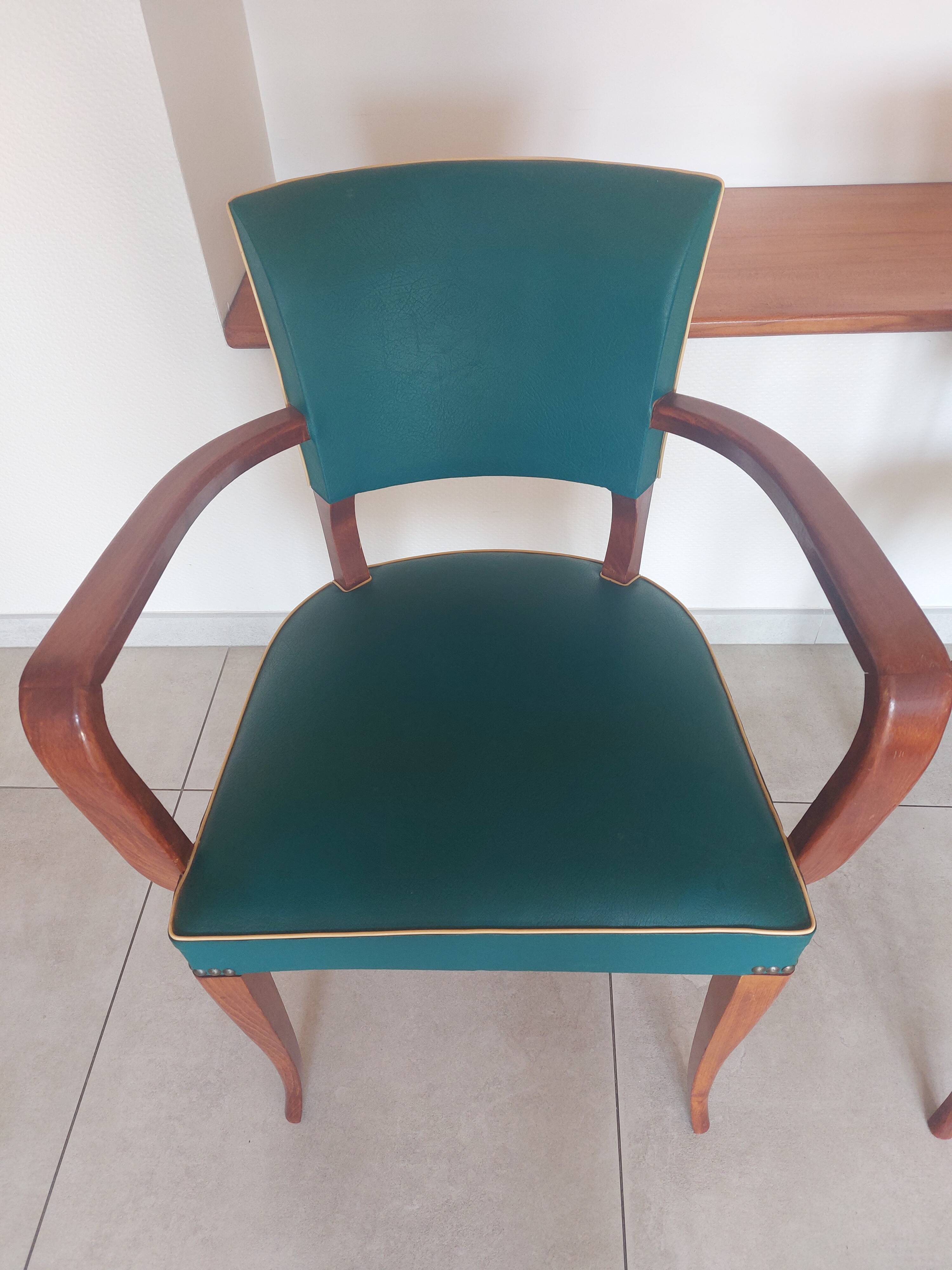 pair of green bridge armchairs